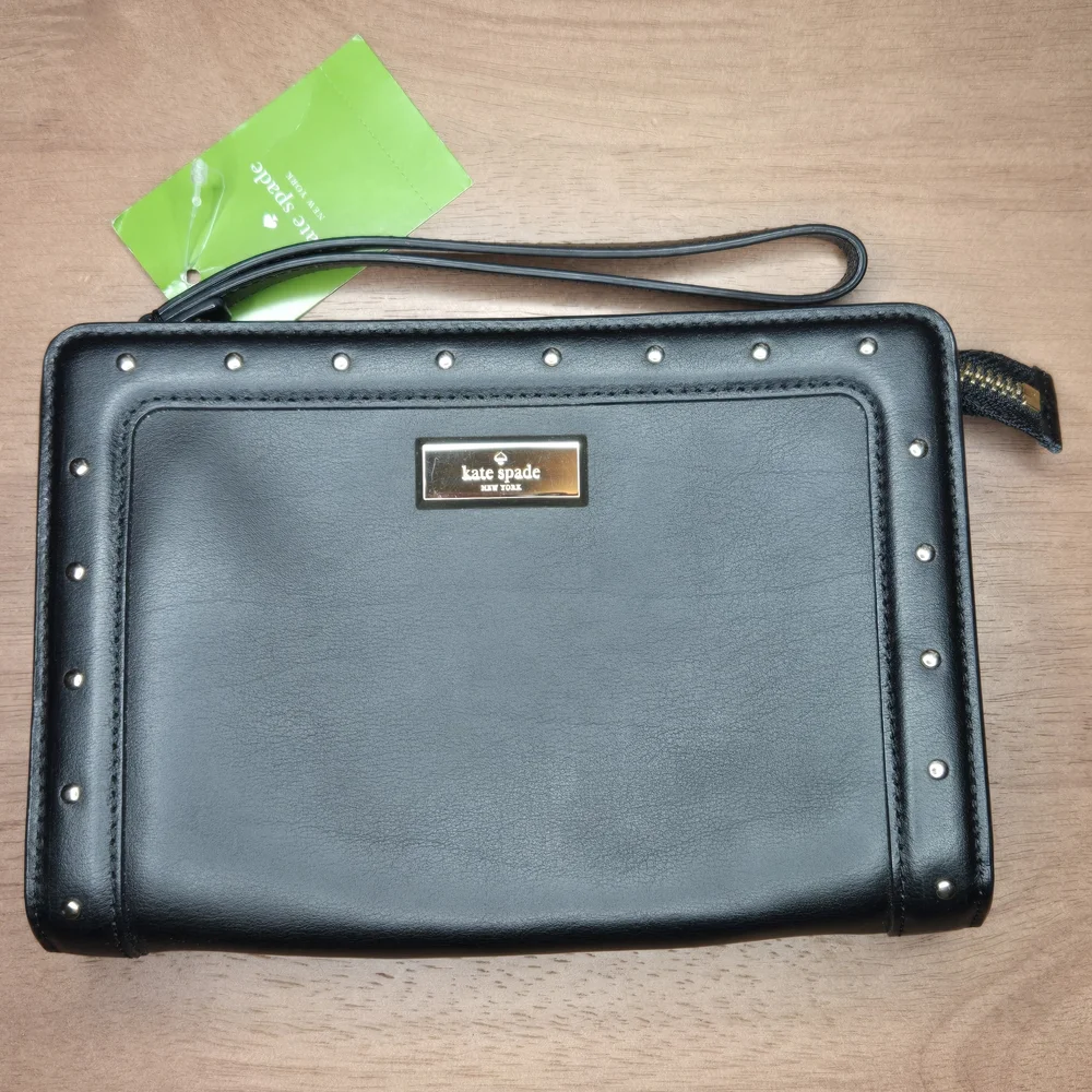 Kate Spade Yulie Helena Street Wristlet Black Studded WLRU2383 NWT